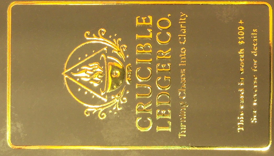 Crucible Ledger Co. referral card — front